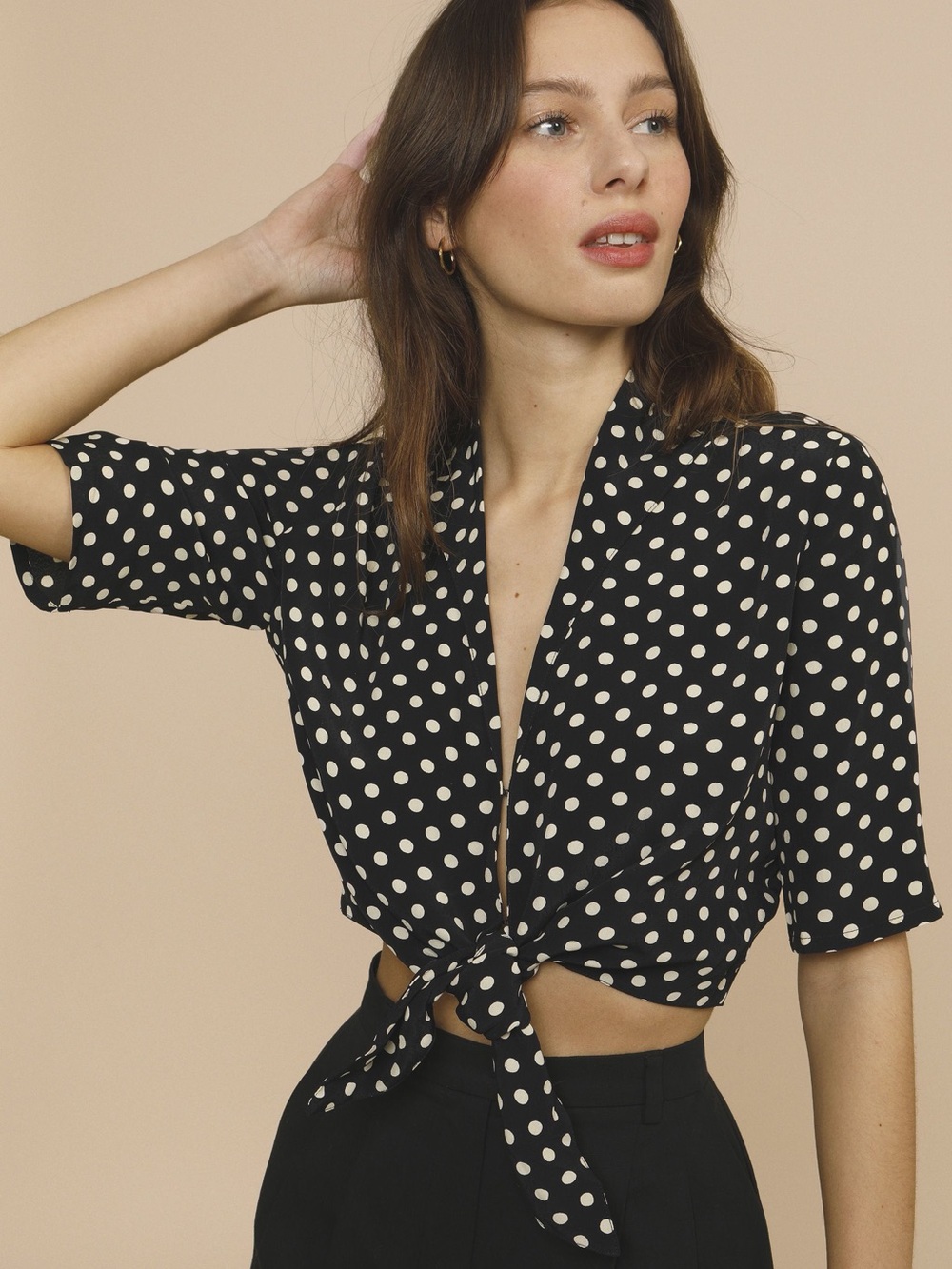 Rouje fiora top size 34 xs polka dot